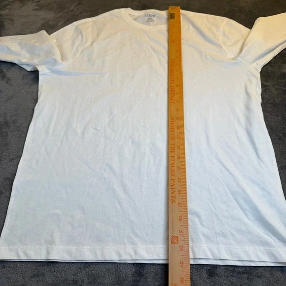 J Crew Washed Long Sleeve T Shirt Mens Large White Cotton Crew Neck Casual - Picture 7 of 9
